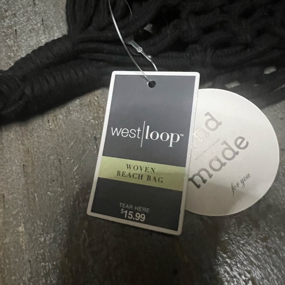 West Loop Woven Beach Bag Tote Handmade Black - Picture 5 of 5